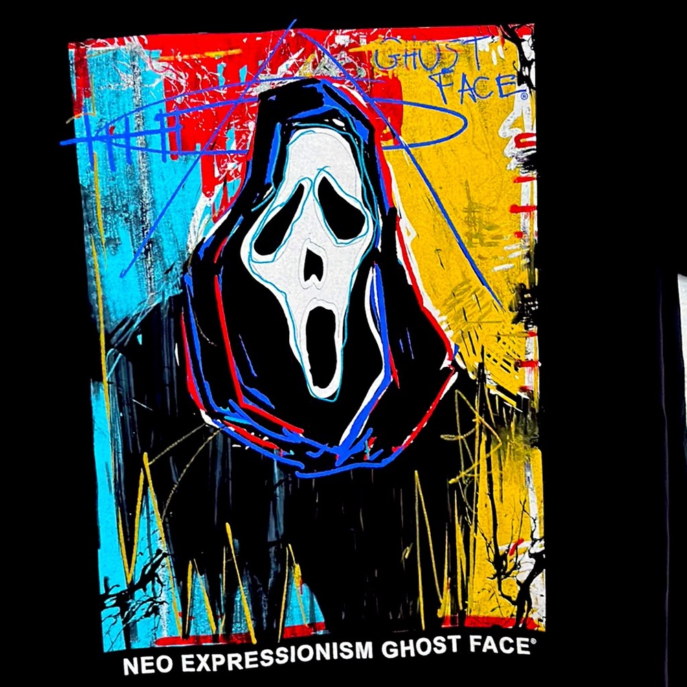 Neo Expressionism Ghost Face Black M Tee Shirt - image 2